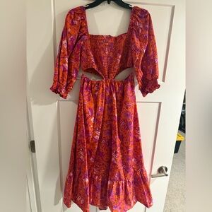 Floral Orange and Purple Women's Dress